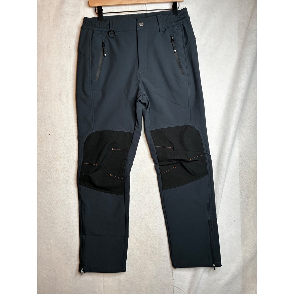 Outdoor‎ Sports Mens Fleece Lined Hiking Pants Gray Reinforced Knee Size 30x28